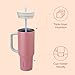 Owala Stainless Steel Triple Layer Insulated Travel Tumbler with Spill Resistant Lid, Straw, and Carry Handle, BPA Free, 40 oz, Dusty Pink (Yoga Rose)