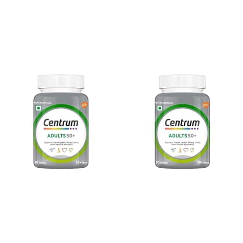 Image of Centrum Adult 50+, World's No.1 Multivitamin with Calcium, Vitamin D3 & 21 other Nutrients for Overall Health, Strong Joints & Heart Health (Veg) 30 Tablets (Pack of 2)