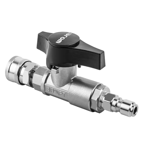 WOJET Ball Valve Pressure Washer Industrial-Grade DN10 Shutoff Ball Valve Quick Switching Between Surface Cleaner/Gun 3/8 Quick-Connect Stainless Steel 5000PSI for Pressure Washing Soft Washing
