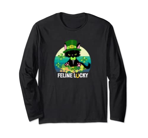 Cat St Patricks Day - Camisa para niños y hombres Manga Larga