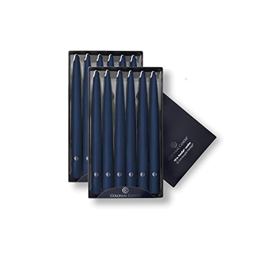 Image of Colonial Candle Unscented Taper Candle, Handipt Collection, Indigo, 10 In, Pack of 12 - Up to 8 Hours Burn