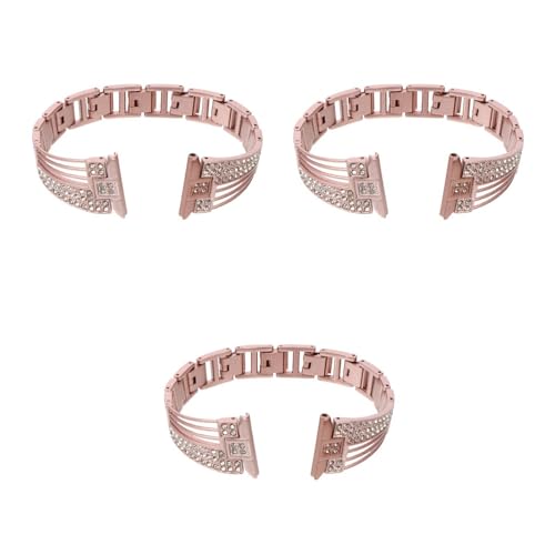 Bracelet de montre inoxydable avec diamants design unique chic couleur poudrée