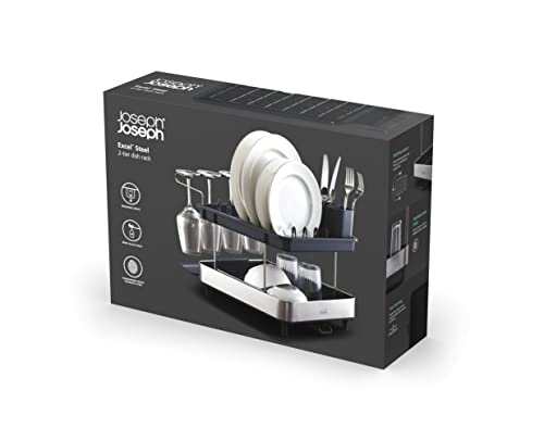 Joseph Joseph Dish Drying Rack with Wine Glass Holder - Space-Saving 2-Tier Design with Fast Draining System by Joseph Joseph - Image 6