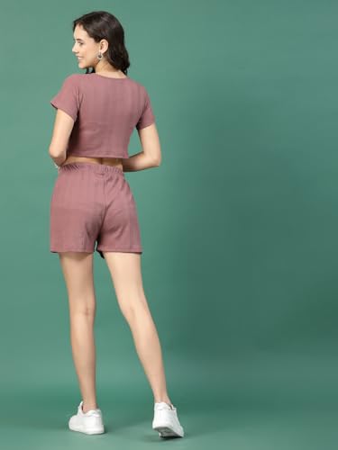 Image of Rigo Cotton Co-ord Set for Women | Round Neck, Slim Fit Tracksuit Co-ords Set for Women | Stylish Dresses for Women | Casual Wear, Beach Wear, Vacation Wear Outfit for Women