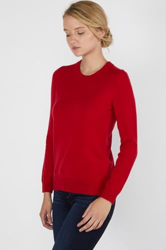 Image of JENNIE LIU Women's 100% Pure Cashmere Crew Neck Sweater, Tight Knit Cozy Soft Hand Washable Long Sleeve Pullover