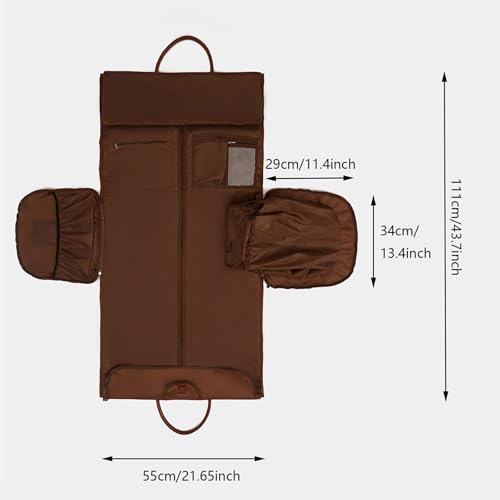Garment Duffel Bag PU Leather Adjustable Strap Multipurpose Travel Garment Bag, Brown4