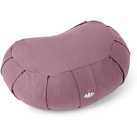 Lotuscrafts Zafu Meditation Cushion Crescent Siddha - Height 15 cm - Spelt Filling - Washable Cover Organic Cotton - Yoga Cushion - Meditation Pillow - Yoga Pillow - GOTS Certified Cover