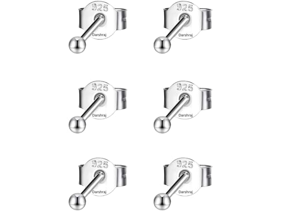 Darshraj 925 Sterling Silver Ball Stud Earring 2mm For Girls|Boys|Men|Women|Kids- 3 Pair (B07TKV9HDC) Amazon Price History, Amazon Price Tracker