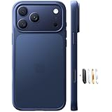 【3倍米軍進化・マット質感】 TORRAS iPhone 17 Pro Max 用 ケース 耐衝撃 半透明 マット仕上げ 滑り止め 黄ばみ防止 米軍MIL規格 指紋防止 カメラコントロール保護 ストラップホール付き DIY交換用ボタン付属 For いphone17Pro Max ケース 6.9 インチ 「Guardian Series」 ディープブルー