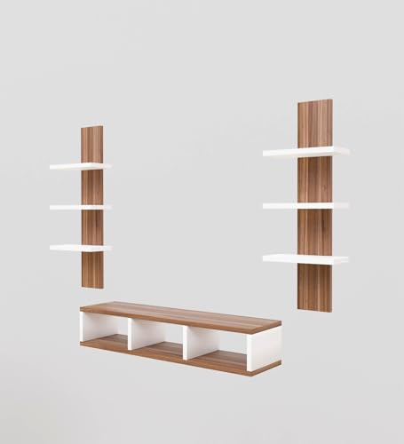 Image of Spyder Home Decore Craft Tokyo Engineering Wood Wall Mount TV Entertainment Unit Set Top Box Stand /TV Cabinet with Shelves for Books & Dcor Display Unit Bed Living Room Upto 60 Inches