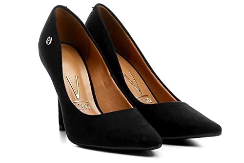 Scarpin Vizzano Camurça Salto Alto Bico Fino - Preto - 38