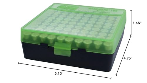 MTM 100 Round Flip-Top Ammo Box 380/9MM Cal (Clear Green/Black)