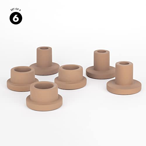 Koyal Wholesale Ceramic Tealight And Taper Candle Holders Modern Matte Terracotta Minimalist Candlestick Holder Set Of 6 #TOP6