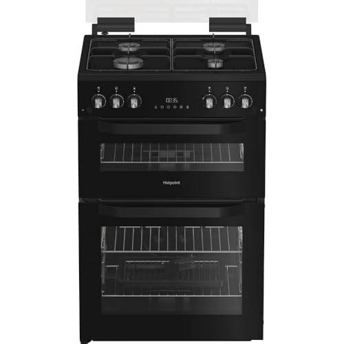 Image of Hotpoint HDG6GDCB1 Double Oven Gas Cooker with Variable Gas Grill - Black - A+ Rated