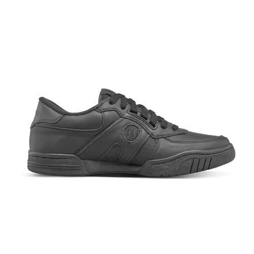 WILSON Unisex Pro Staff 87 Shoe, Retro Court Sneakers, Mat Leather Tennis Shoes for Men & Women, Lightweight All Court Performance - Black/Black/Black - 12 Medium