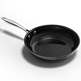 UUKRAVE Pfanne Induktion 28cm, Antihaft Beschichtung Keramikbeschichtung Bratpfannen, Antihaft-Pfannen mit Edelstahlgriff, PTFE-frei PFOA-frei PFAS-frei, Backofenfest, Spülmaschinenfest (Schwarz)