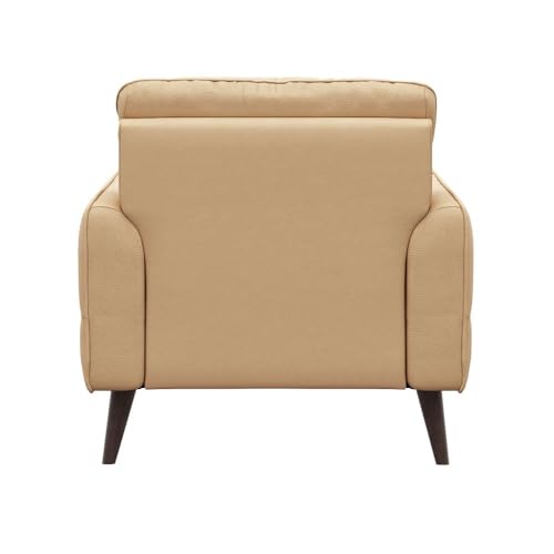 Image of Wakefit 1 Seater Sofa | 5 Year Warranty | Ivory Leatherette, Neem Wood, Standard Size, Living Room