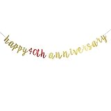 AonBon Happy 40th Anniversary Banner, for 40th Anniversary Party Decoration, 40th Wedding...