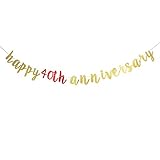 AonBon Happy 40th Anniversary Banner, for 40th Anniversary Party Decoration, 40th Wedding...