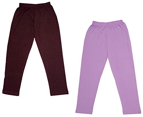 Image of IndiWeaves Girls Super Soft Cotton Solid Capri Pants (Purple, Brown, 12-14 Years) Pack of 2