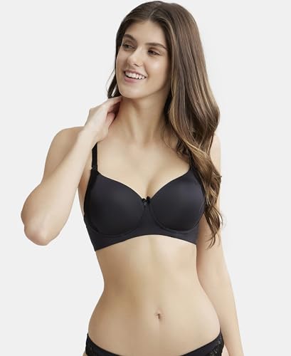 Image of Jockey 1816 Women Wirefree Padded Soft Touch Microfiber Elastane Stretch Full Coverage T-Shirt Bra with Lace Styling