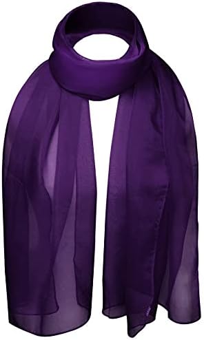 Basic Sense Chiffon Scarf Sheer Soft Plain Neck Wrap for Women Neatly Stitched