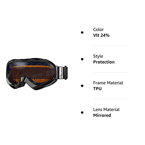 Outdoormaster Otg Ski Goggles - Over Glasses Ski/Snowboard Goggles For Men, Women & Youth - 100% Uv Protection (Black Frame + Vlt 24% Orange Lens With Revo Silver) #TOP7