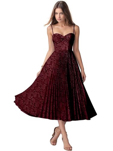 Lace Pleated Bridesmaid Dresses for Women Sweetheart Chiffon Midi Wedding Guest Dress Teal Length Evening Gown