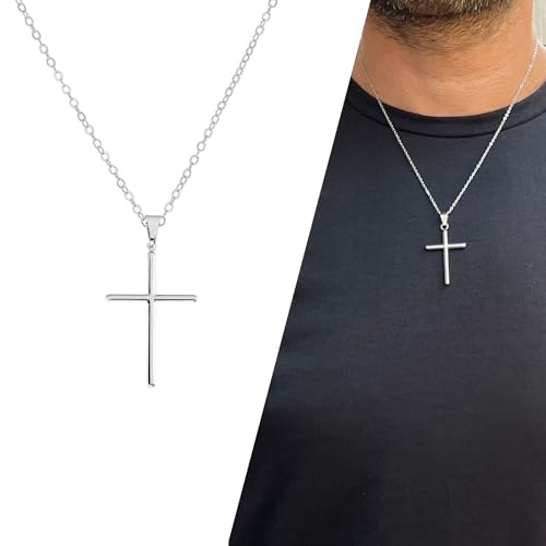 Colar Cordão Masculino Pingente Crucifixo Corrente Cruz 50cm