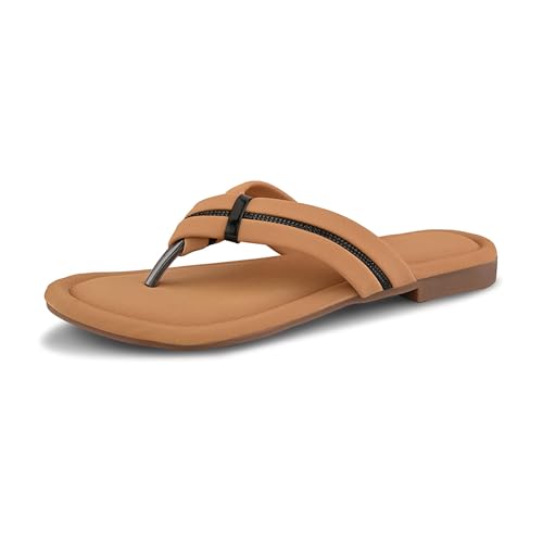 Image of Centrino Women's Flat Thong Sandals | Stylish Embellished Strappy Flip-Flops | Open-Toe Slip-On with Metallic Studs| Soft Cushioned Footbed for Comfort | Elegant & Durable Fashion Footwear (9313)