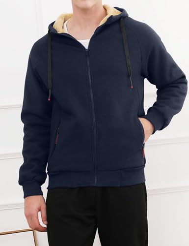 Image of Gihuo Men's Winter Sherpa Lined Hoodie Zip Up Sweatshirt Warm Jacket