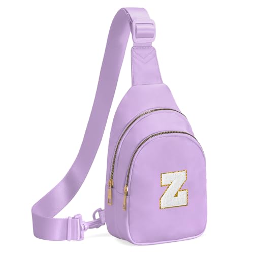 Birthday Gifts for 7 8 9 10 11 12 13 Year Old Girls Small Initial Sling Bag Cross Body Bag Fanny Pack for Girls Lavender Z