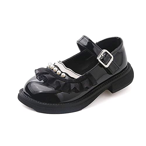 Toddler Dress Boots for Girls Casual Shoes Girls Leather Shoes Dress Shoes Comfortable Pearl Lace Buckle Solid Color4
