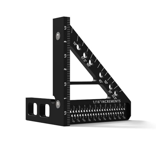 Punta de trazar HUIOP Regla de calibración CrossLine Línea vertical Ángulo de 45 ° Medidor de ángulo recto Regla de ángulo Trazador de aleación de aluminio Regla de medición de carpintería Accesorio d