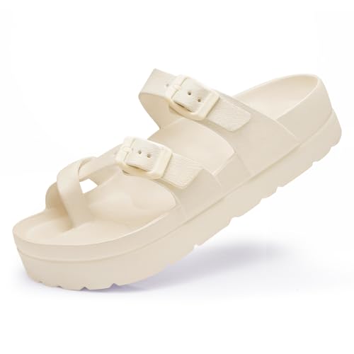 Image of Goosecret Women's Platform Sandals with Arch Support Comfortable Foam Slides Summer Beach Sandals with Adjustable Buckle