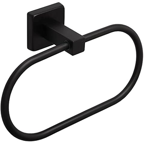 TocTen Towel Ring/Hand Towel Rack - Thicken SUS304 Stainless Steel Bathroom Hand Towel Holder Heavy Duty Unique Oval Hand Towel Hanger Wall Mounted for Bathroom Kitchen Sink (Matte Black) Cover