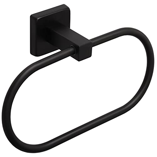 Tocten Towel Ring/Hand Towel Rack - Thicken Sus304 Stainless Steel Bathroom Hand Towel Holder Heavy Duty Unique Oval Hand Towel Hanger Wall Mounted For Bathroom Kitchen Sink (Matte Black) #TOP21