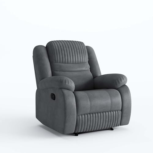 Image of Amazon Brand - Solimo Restora | Single Seater Sofa Recliner | Manual Recliner (Velvet Grey)