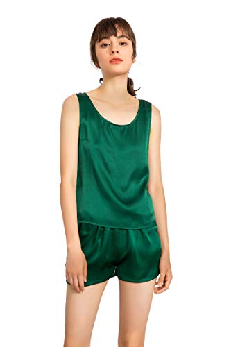 100% Gelso Seta Pantaloncini- Womens Pigiama Pantaloncini- Morbido Pigiameria Lounge Shorts-Dormire Pantaloncini Per Le Donne, Smeraldo, L - 5