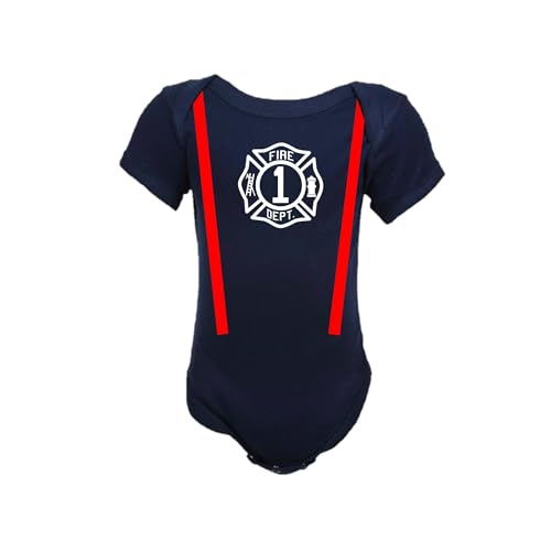 Firefighter Birthday Maltese Cross Personalized Navy Baby Bodysuit Only2