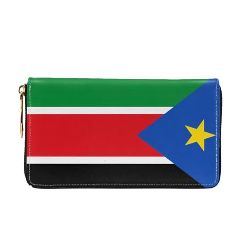 Leather Women Wallets, Long Credit Card Holder, Flag of South Sudan Print Billfold Clutch & Travel Purse Large Capacity2