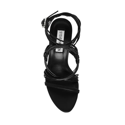 Steve Madden Steve Madden Women's Lele Heeled Sandal, Black Leather, 8