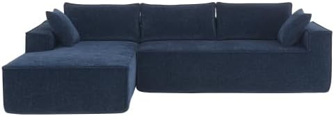 (incomplete, only 2 of 3 boxes) GIA Home Furniture Series 111 Inch L-Shaped Chenille Modular Sectional Sofa for Living Room, High-Density Foam, Pocket Spring, Wrinkle-Resistant, 2-Piece Free Combination, No Assembly Required?Blue Dark Blue