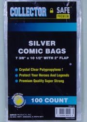 Collector Safe - Silver Comic Book Bags (Qty = 1 Pack of 100)