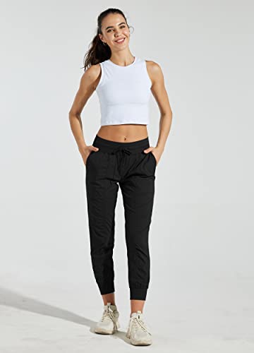 Willit Women's Studio Joggers Dance Hiking Travel Pants Striped Workout Lounge Drawstring Pants With Pockets Black 8 #TOP5