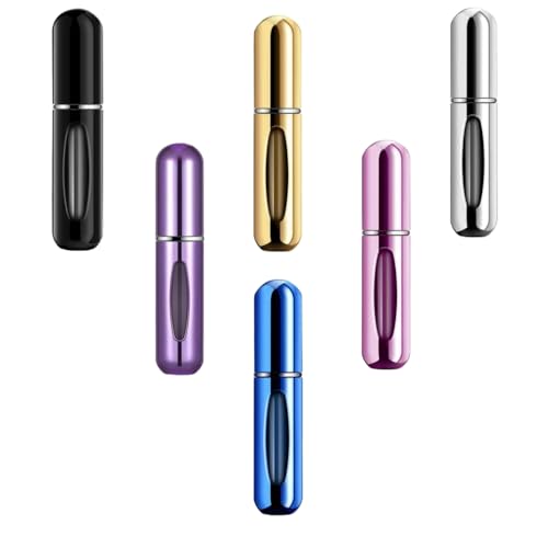 LONCESS Perfume Travel Refillable | Portable Fragrance Sprayer with Leak-Proof Design | Refillable Perfume Spray & Pump Case | 6-Pack Bundle (5ml Each) | Ideal for Travel & Gifts