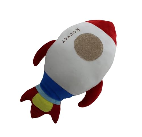 Image of Tickles Rocket Shaped Soft Stuffed Plush Pillow for Kids Birthday Gift Nursery & Bedroom Decor (Size: 38 cm Color: Red)