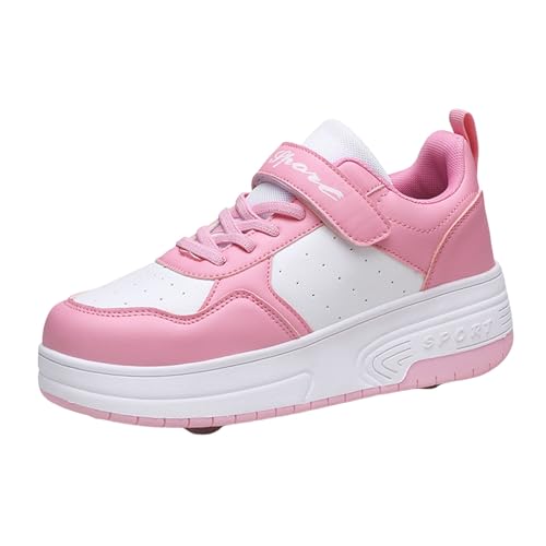 Generisch Zapatos infantiles de moda con suela gruesa ruedas integradas para una experiencia de patinaje automática en la vida cotidiana, Rosa., 34 EU