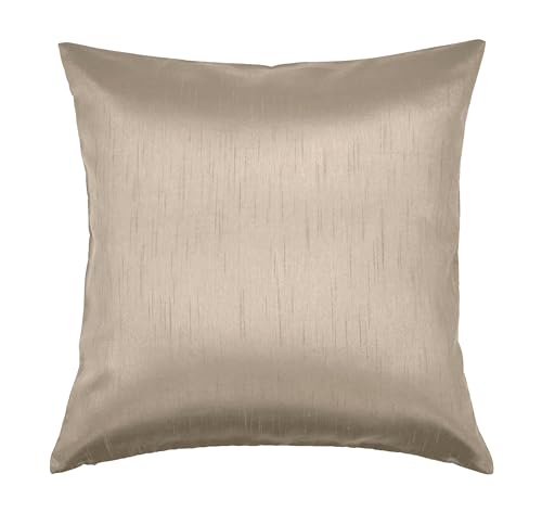Aiking Home Solid Faux Silk Decorative Pillow Cover, Zipper Closure, 18 by 18 Inches, Sand