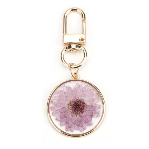 MUCOOS Purple Cosmos Flower Keychain,Pressed Flower Keychain,Handmade Resin Keychains with Real Flowers, Birthday Gift for Her
